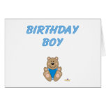 Cute Brown Bear Blue Bib Birthday Boy Cards
