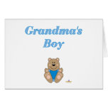 Cute Brown Bear Blue Bib Grandma's Boy Cards