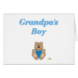 Cute Brown Bear Blue Bib Grandpa's Boy Greeting Cards