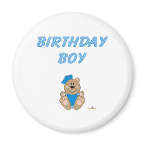 Cute Brown Bear Blue Sailor Hat Birthday Boy magnets