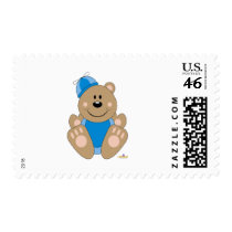 Cute Brown Bear Blue Silly Hat stamps