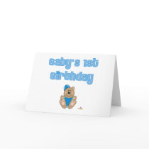 Cute Brown Bear Blue Snow Hat Baby's 1st Birthday cards