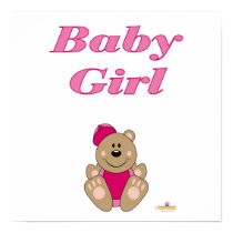 Cute Brown Bear Pink Baseball Cap Baby Girl posters