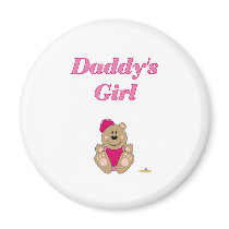 Cute Brown Bear Pink Baseball Cap Daddy's Girl magnets
