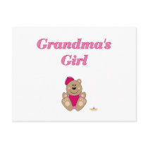 Cute Brown Bear Pink Baseball Cap Grandma's Girl postcards by animalacres Cute Brown Bear Pink Baseball Cap Grandma's Girl postcards
