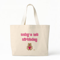 Cute Brown Bear Pink Bib Baby's 1st Birthday bags by animalacres Cute Brown Bear Pink Bib Baby's 1st Birthday bags