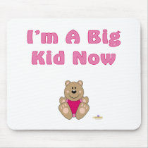 Cute Brown Bear Pink Bib I'm A Big Kid Now mousepads