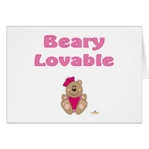Cute Brown Bear Pink Sailor Hat Beary Lovable cards