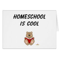 Cute Brown Bear Reading Homeschool Is Cool cards