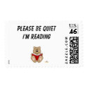 Cute Brown Bear Reading Please Be Quiet I'm Readin postage