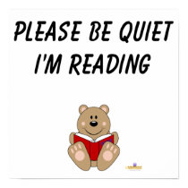 Cute Brown Bear Reading Please Be Quiet I'm Readin posters