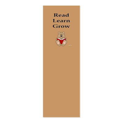 Cute Brown Bear Reading Read Learn Grow Bookmark Business card by animalacres