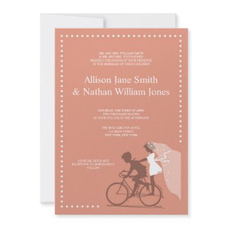 CUTE Brown Bicycle Couple Wedding Invitation zazzle_invitation