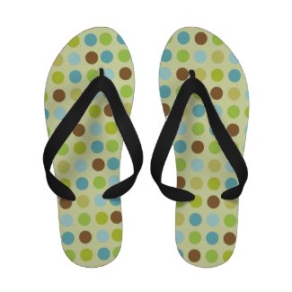 Cute brown blue polka dots flip flops