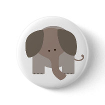 Cute Brown Elephant Pinback Button
