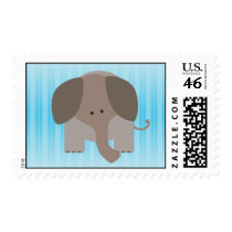 Cute Brown Elephant Postage Stamp