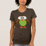 Cute Brown, Green & Orange Cartoon Owl Tee Shirts