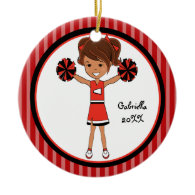 Cute Brown Haired Cheerleader Christmas Ornament