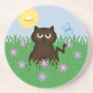 Cute Brown Kitty Coasters coaster