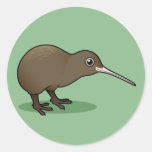 Cute Brown Kiwi from New Zealand Round Stickers