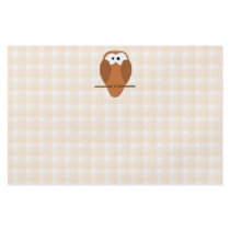 Cute Brown Owl, Beige Check Background. Flyer Design