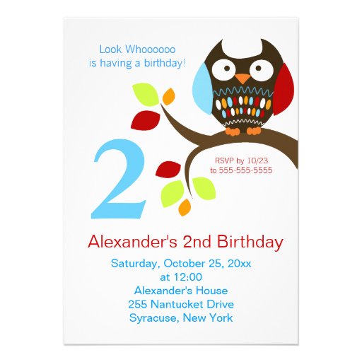 Cute Brown Owl Birthday Invitation
