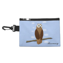 Cute Brown Owl Blue Sky Clip on Accessories Bag at Zazzle
