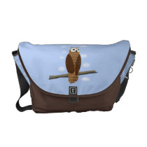 Cute Brown Owl Blue Sky Messenger Bag at Zazzle