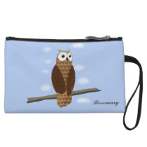 Cute Brown Owl Blue Sky Mini Clutch Wristlet Purses at Zazzle