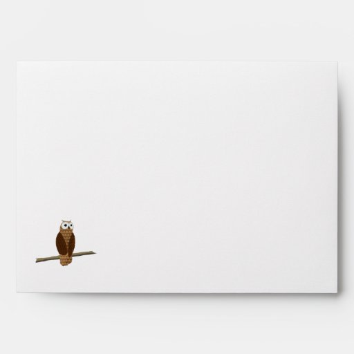 Cute Brown Owl Cartoon on Event Greeting Envelope