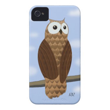 Cute Brown Owl in Blue Sky iPhone 4/4S Case Iphone 4 Cover