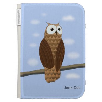 Cute Brown Owl in Blue Sky Kindle eReader Case
