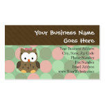 Cute Brown Owl w/Pink Bow business cards