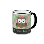 Cute Brown Owl w/Pink Bow mugs