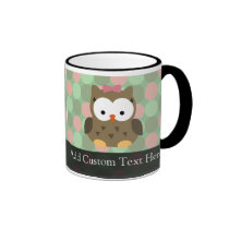 Cute Brown Owl w/Pink Bow Mug