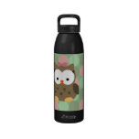 Cute Brown Owl w/Pink Bow Reusable Water Bottle