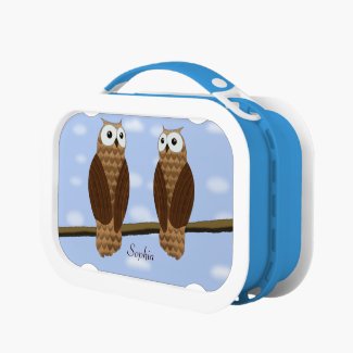 Cute Brown Owls On A Lunchbox