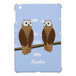 Cute Brown Owls Blue Sky on iPad Mini Case