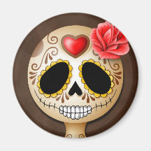 Cute Brown Sugar Skull Magnet