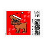 Cute Brussels Griffon Cartoon Santa Hat - Red postage