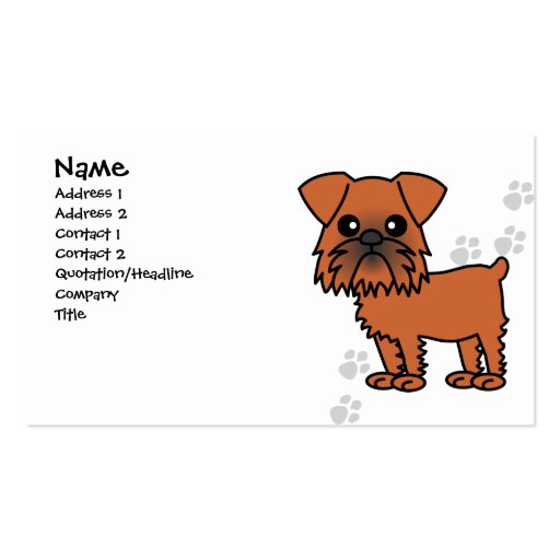 Cute Brussels Griffon Dog Business Card (front side)