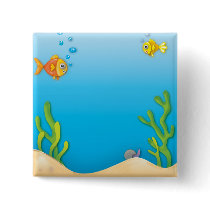 cute bubble fish underwater scene pinback button