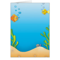 cute bubble fish underwater scene greeting card