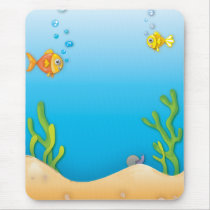 cute bubble fish underwater scene mouse pad