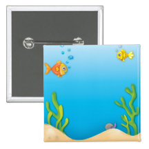 cute bubble fish underwater scene pinback button