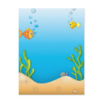 cute bubble fish underwater scene postcards