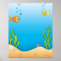 cute bubble fish underwater scene print