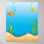 cute bubble fish underwater scene print