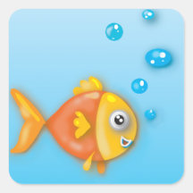 cute bubble fish underwater scene round sticker