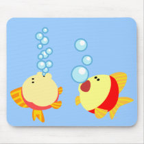 Cute Bubbling Cartoon Fish Mousepad by Lioness_Graphics Cute Bubbling Cartoon Fish Mousepad